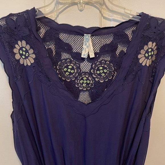 Rare Anthropologie Maeve blue/Purple Embroidered Floral Lace Dress Small - Picture 2 of 14